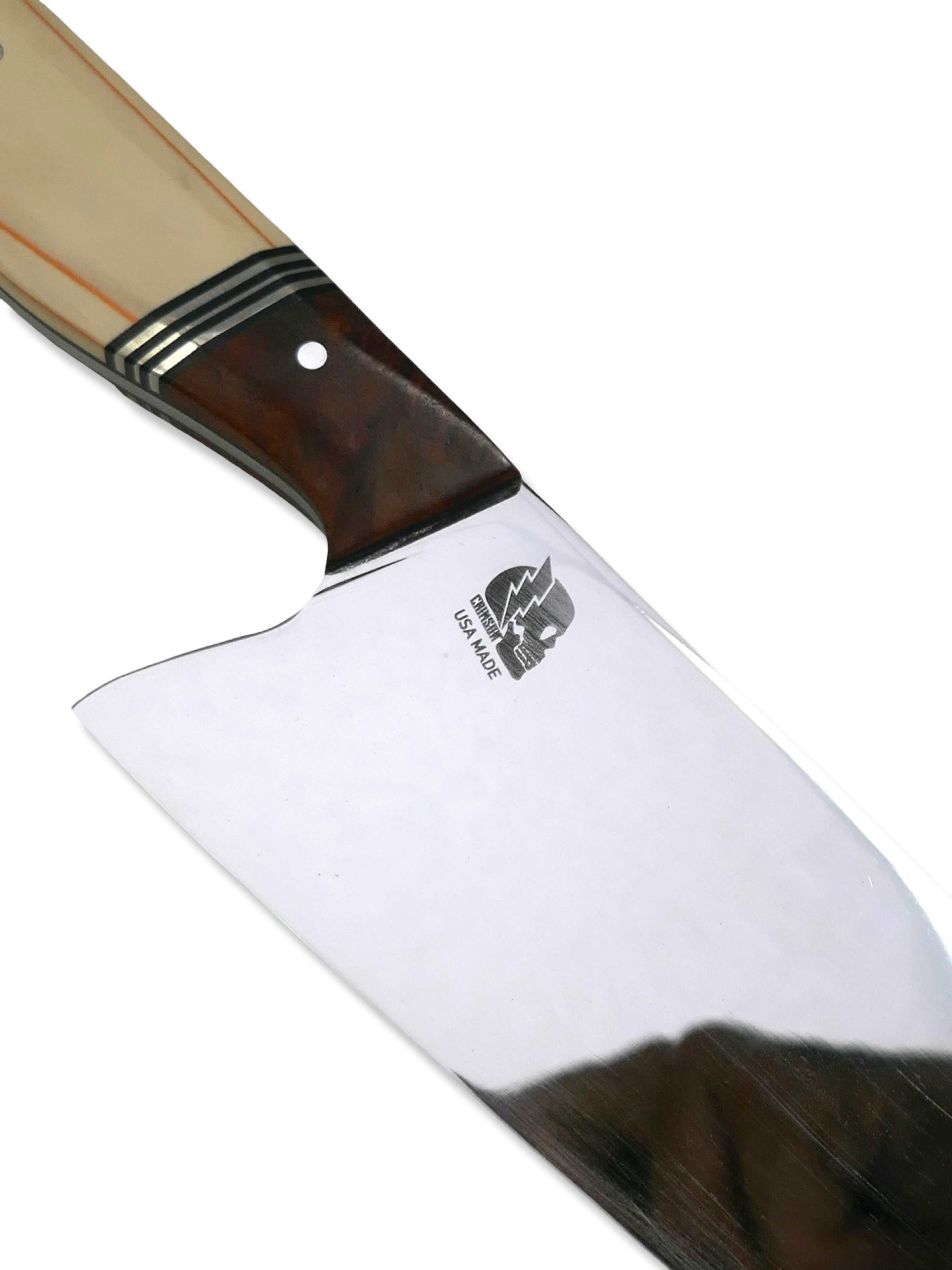 Custom Chef - Mirror Polished AEBL / Spalted Ambrosia / Triple Nickel Split / Westinghouse double orange-lined late-era Ivory paper from Bob Doziers private stash