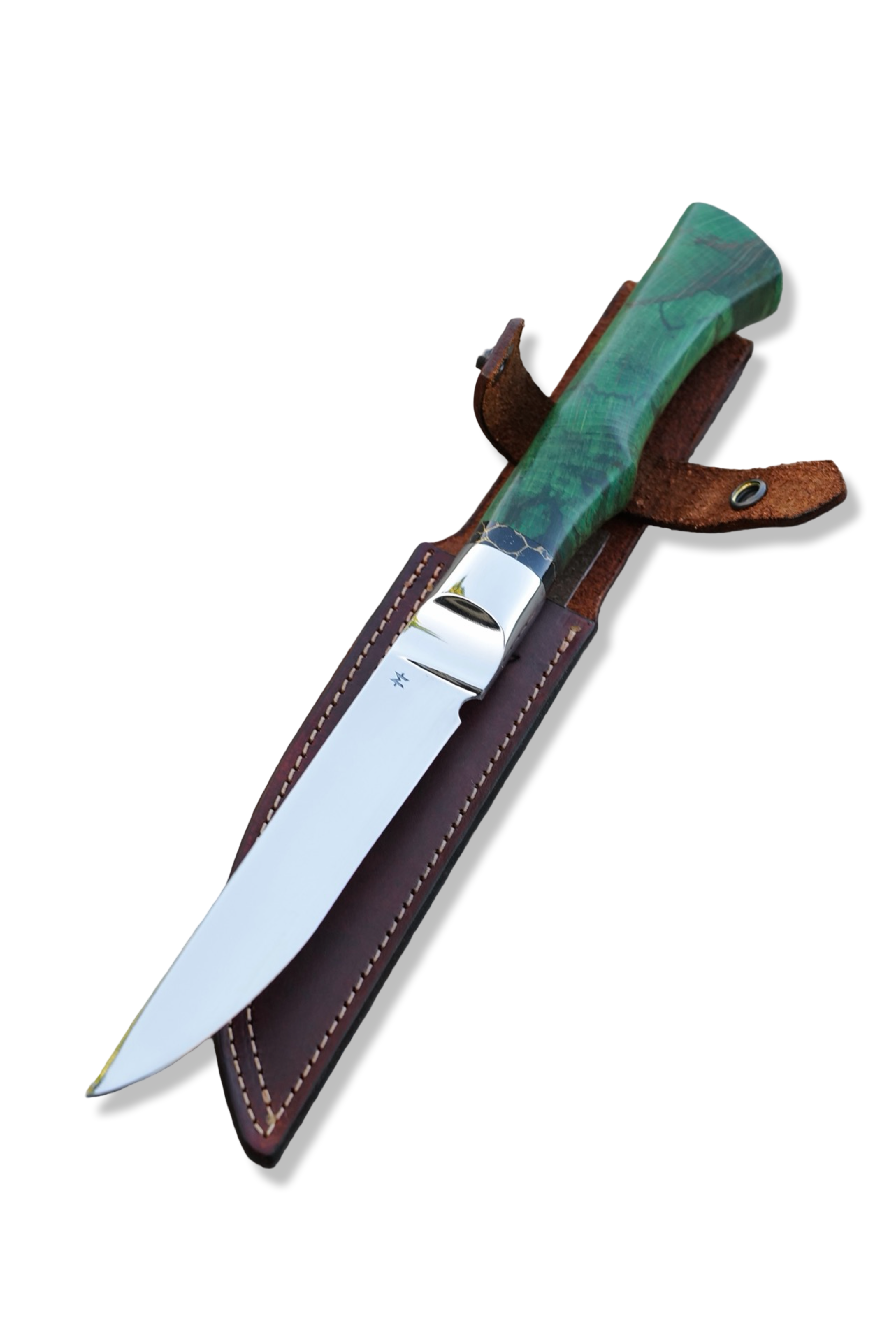 Custom Integral - Mirror Polish / Green Raffir Handle