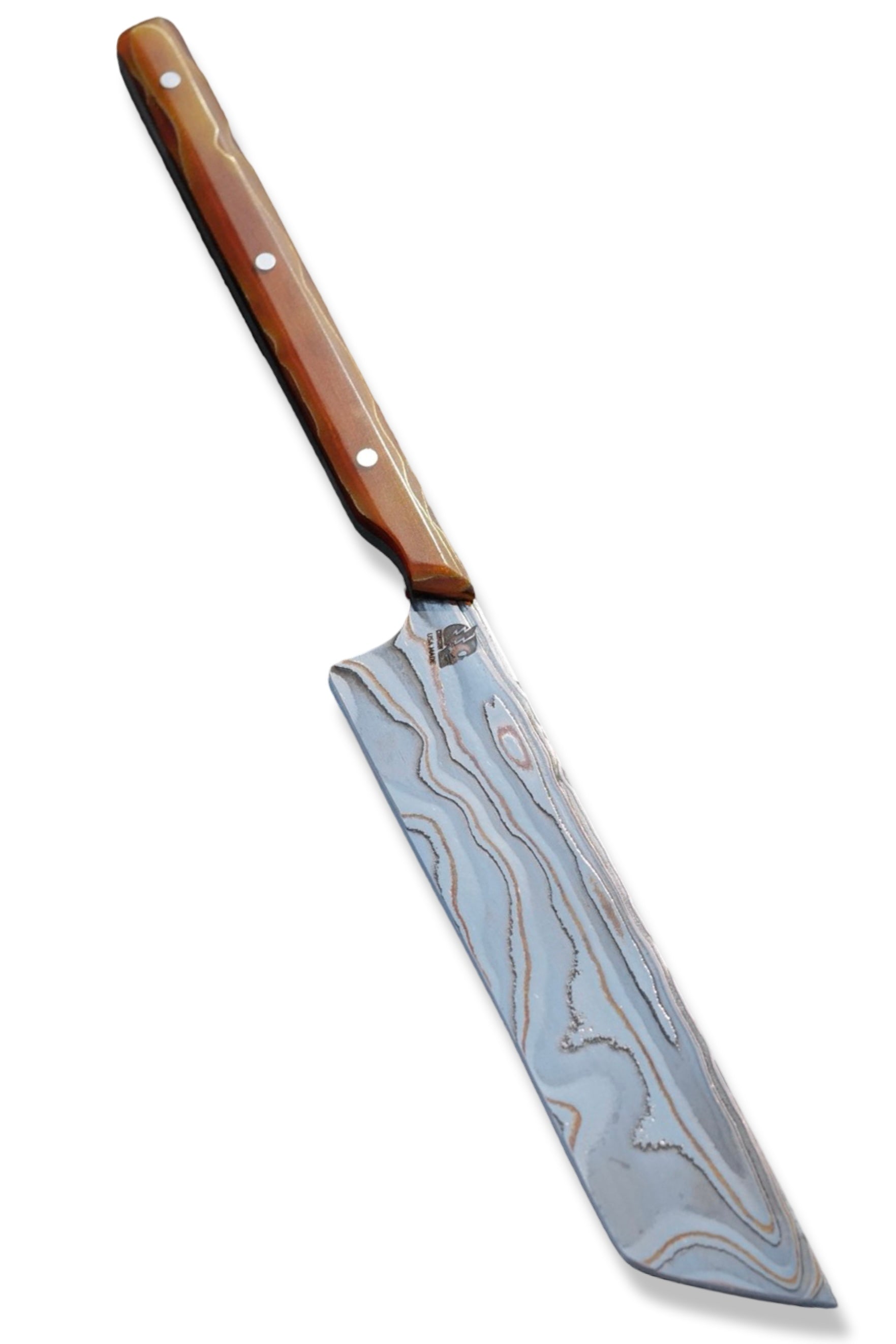Straight Razor Custom - Coppermai Damascus / Hollow Grind / Raffir Handle /