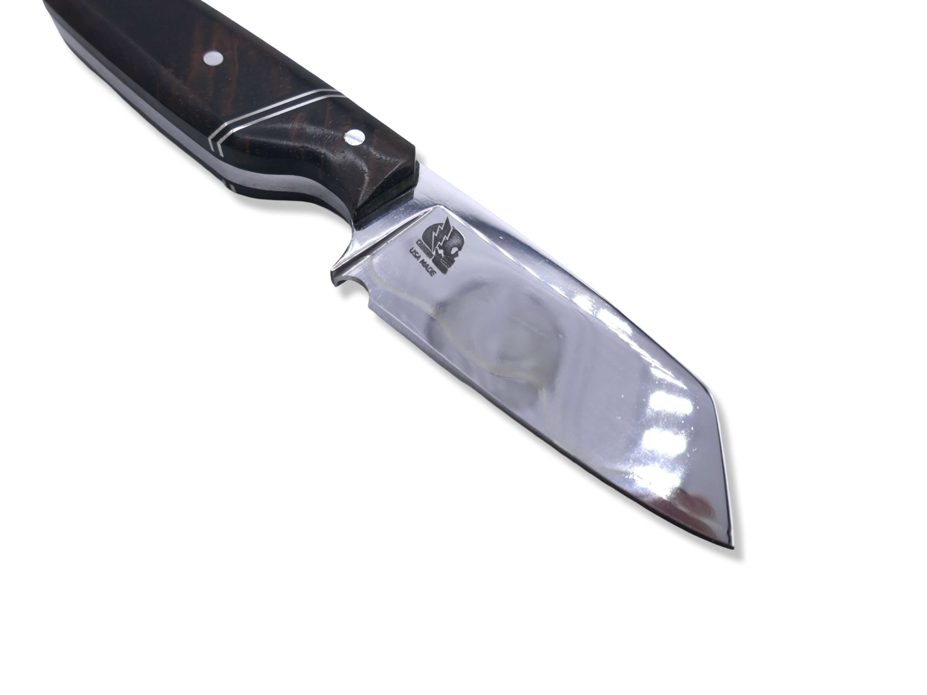 Roach 1 of 1 Custom - Mirror Polish Baker Forge Stainless Damascus / Hawaiian Koa / Double Nickel Split / Black G-10 Liner / SHEATH INCLUDED