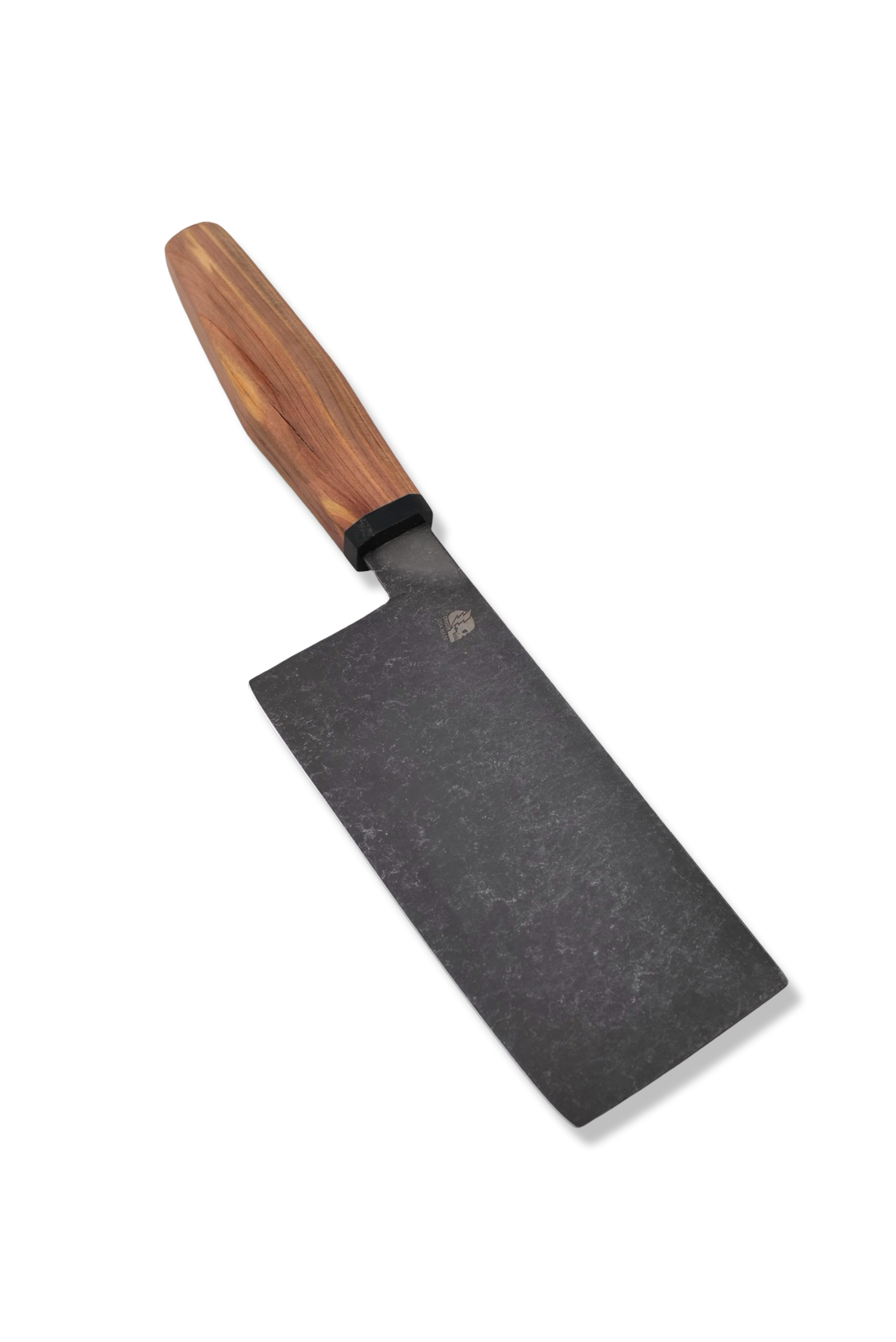 Custom Hidden Tang Cleaver - Dark Stonewash Stainless Steel / Juniper Handle / Wood Saya