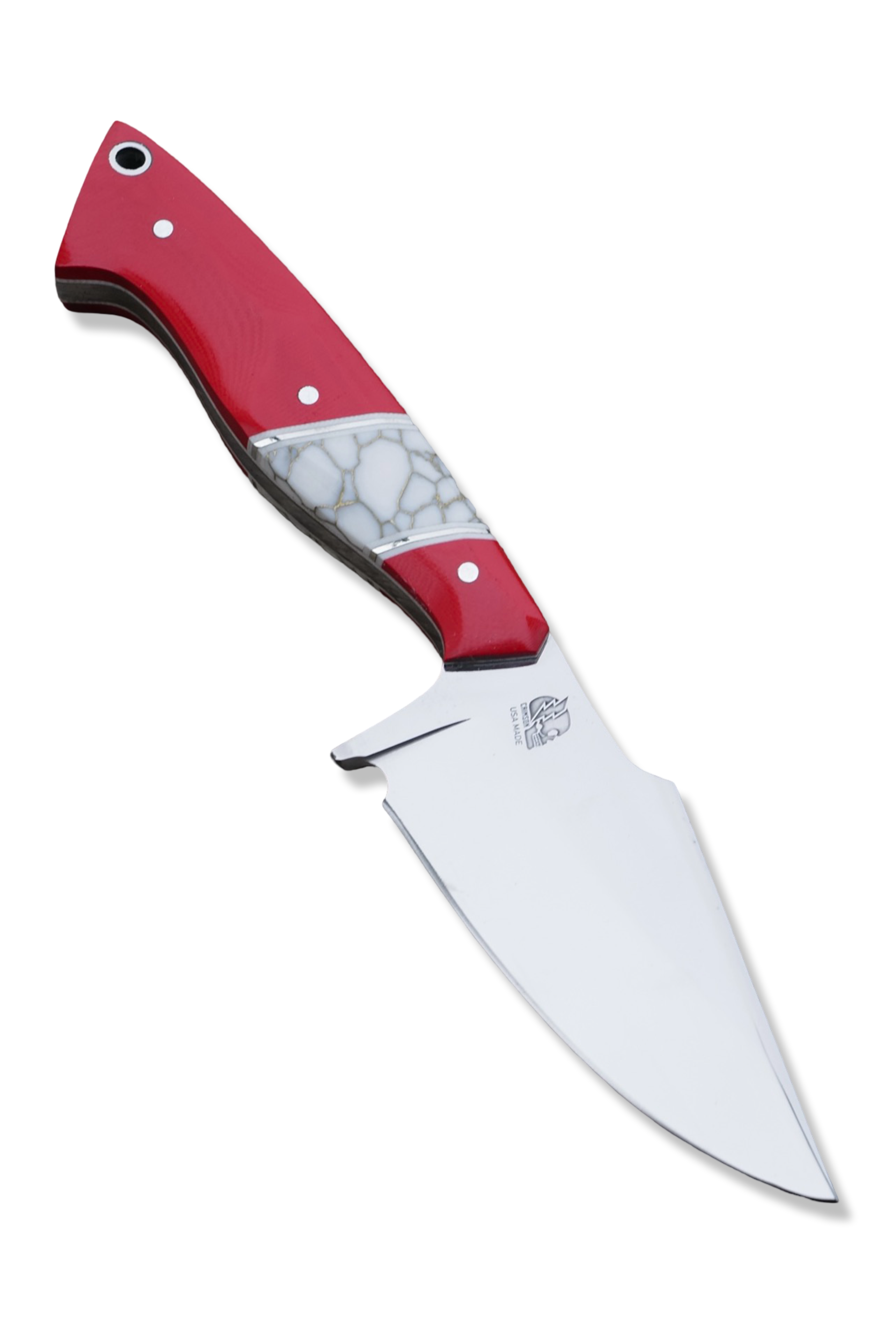 Custom Reaper - Mirror Polish / Red G-10 / Nickel Splits / Tru Stone inlay