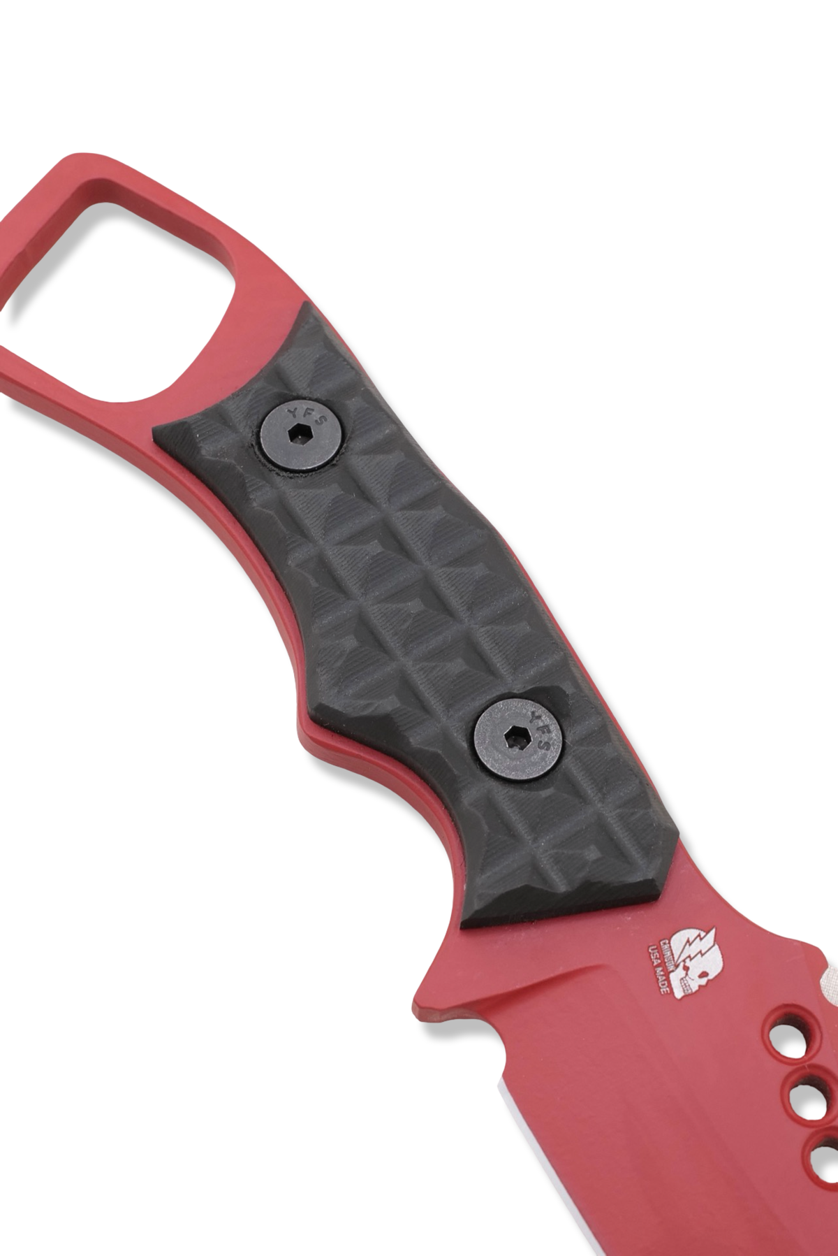 RPM Iron Wolf - Crimson Red Cerakote / Frag Pattern Black Richlite Handle / Leather Sheath Included