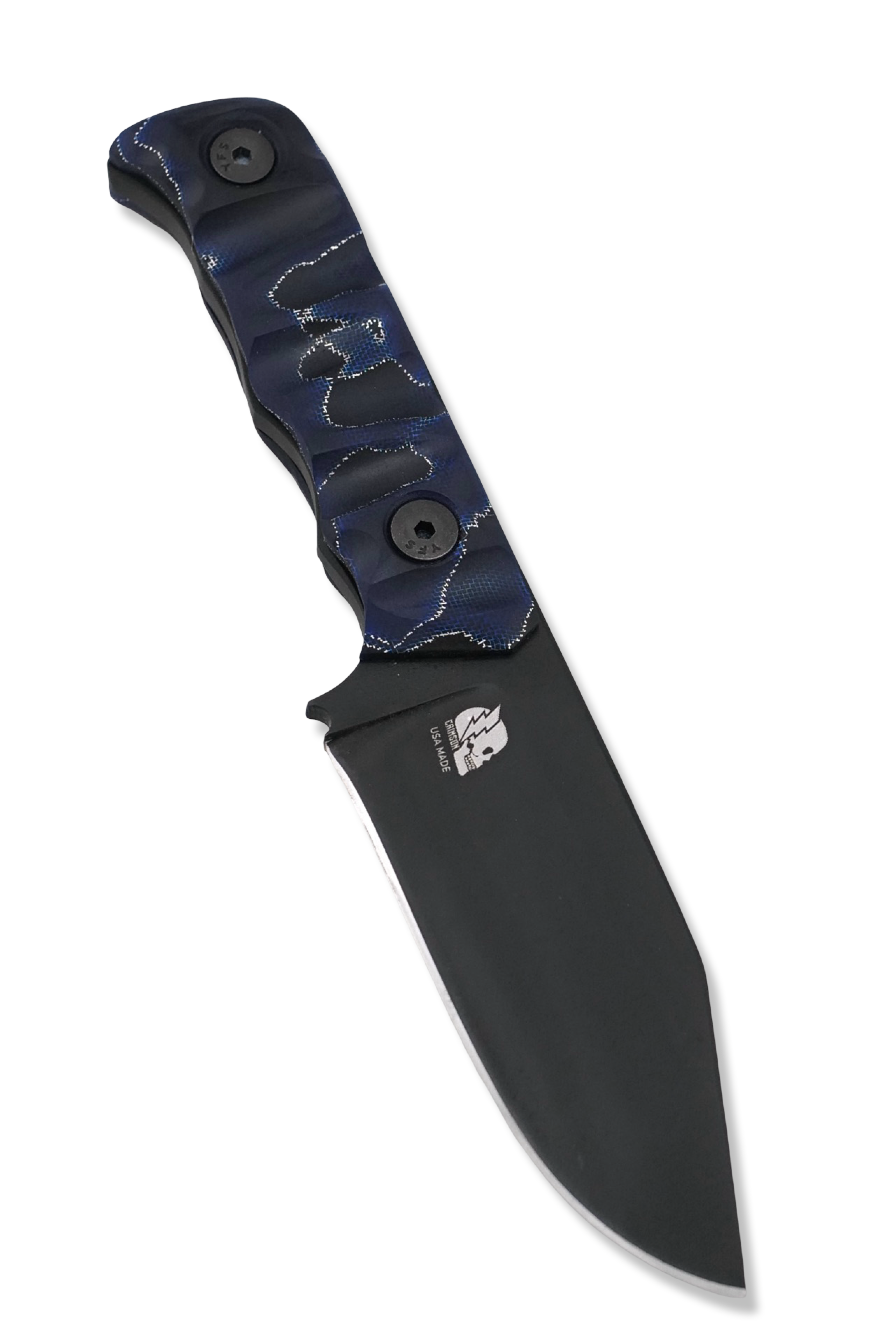 Slayer Mini - Black Cerakote / Blue Raffir Alume Handle / USA Made leather sheath included