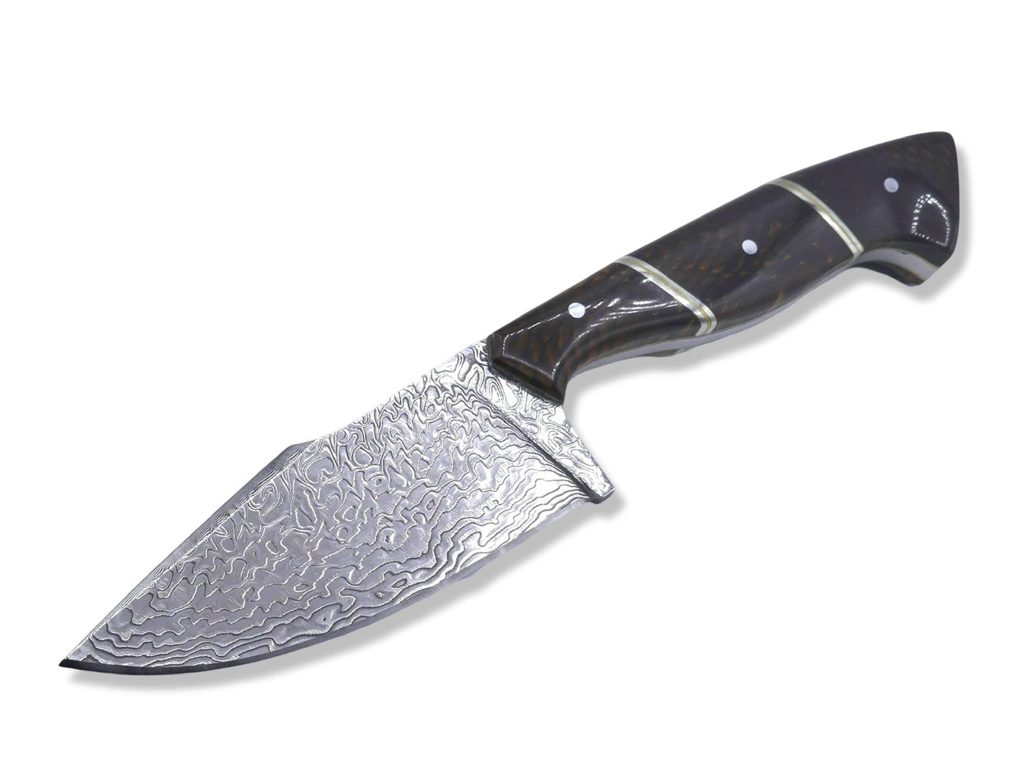 Reaper Custom - Polished Stainless Dragon Scale Pattern San Mai Damascus / Crocodile Sheath
