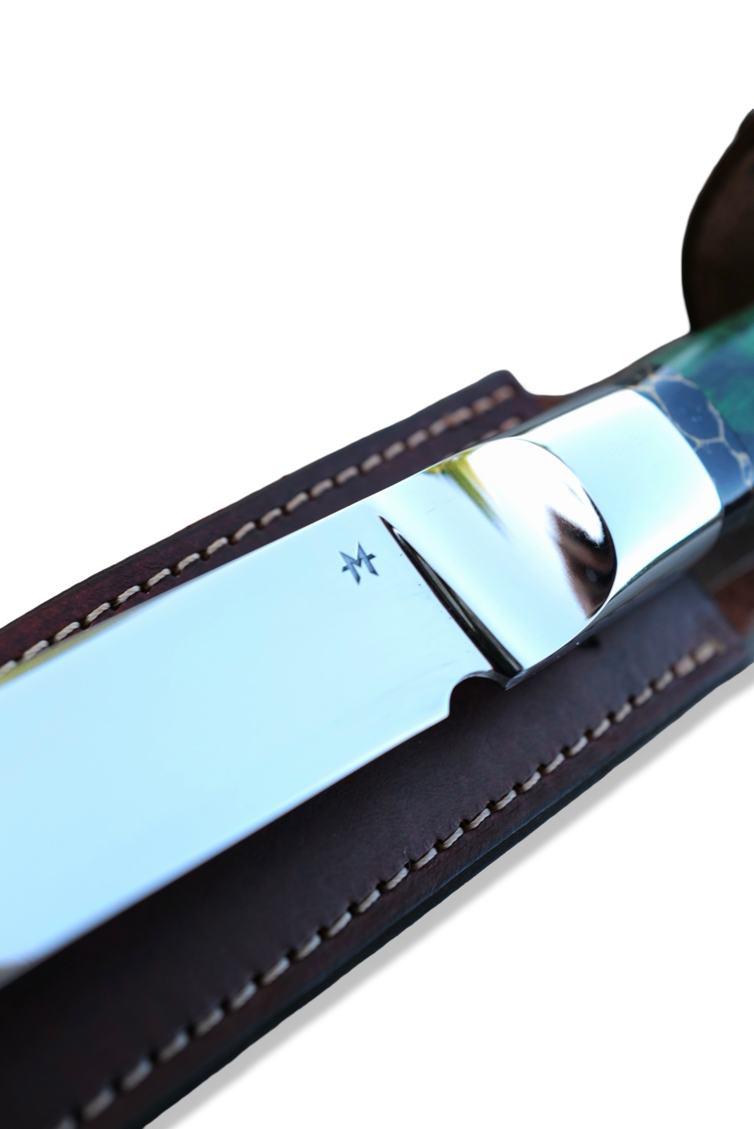 Custom Integral - Mirror Polish / Green Raffir Handle