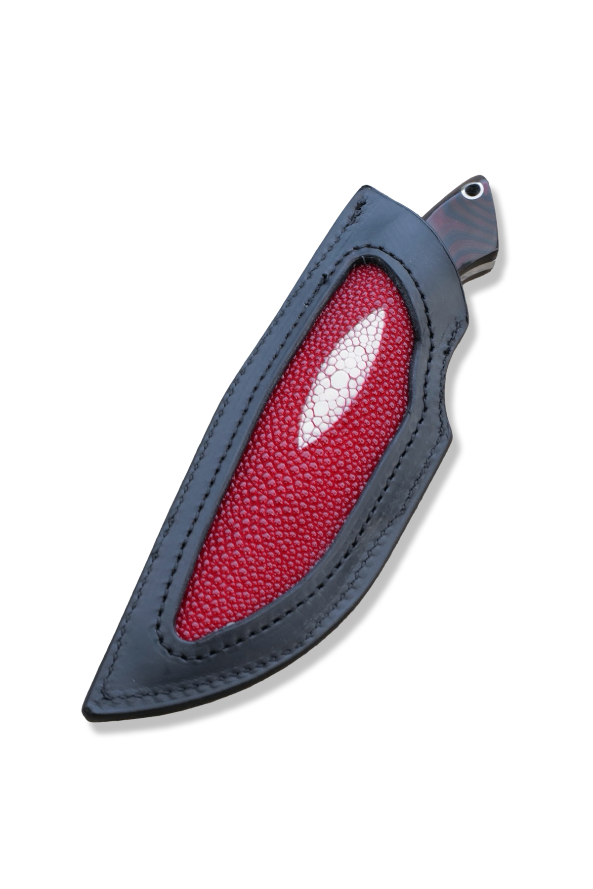 “ ODB “ Custom PROTOTYPE - Mirror Polish Stainless  / Vintage Westinghouse Black / Red Micarta / G-10 Burl Inlay / Nickel Splits / Mosaic Pins / Stingray Inlay Sheath / Jason Knight Design