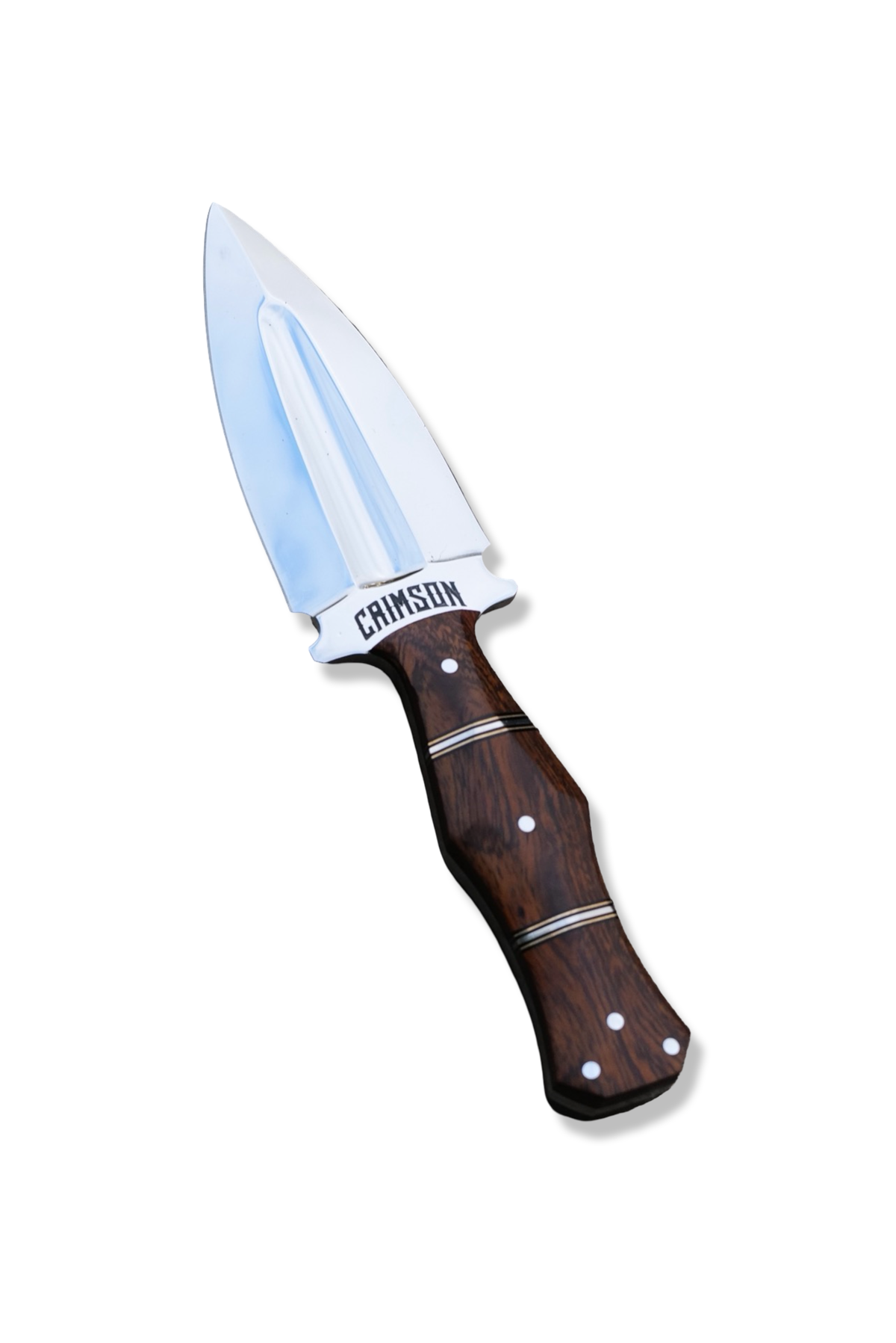 NIGHT HAWK Custom - Mirror Polish W/ Fuller / Iron Wood Handle / Dual Brass + Nickel Splits / Brown Sheath
