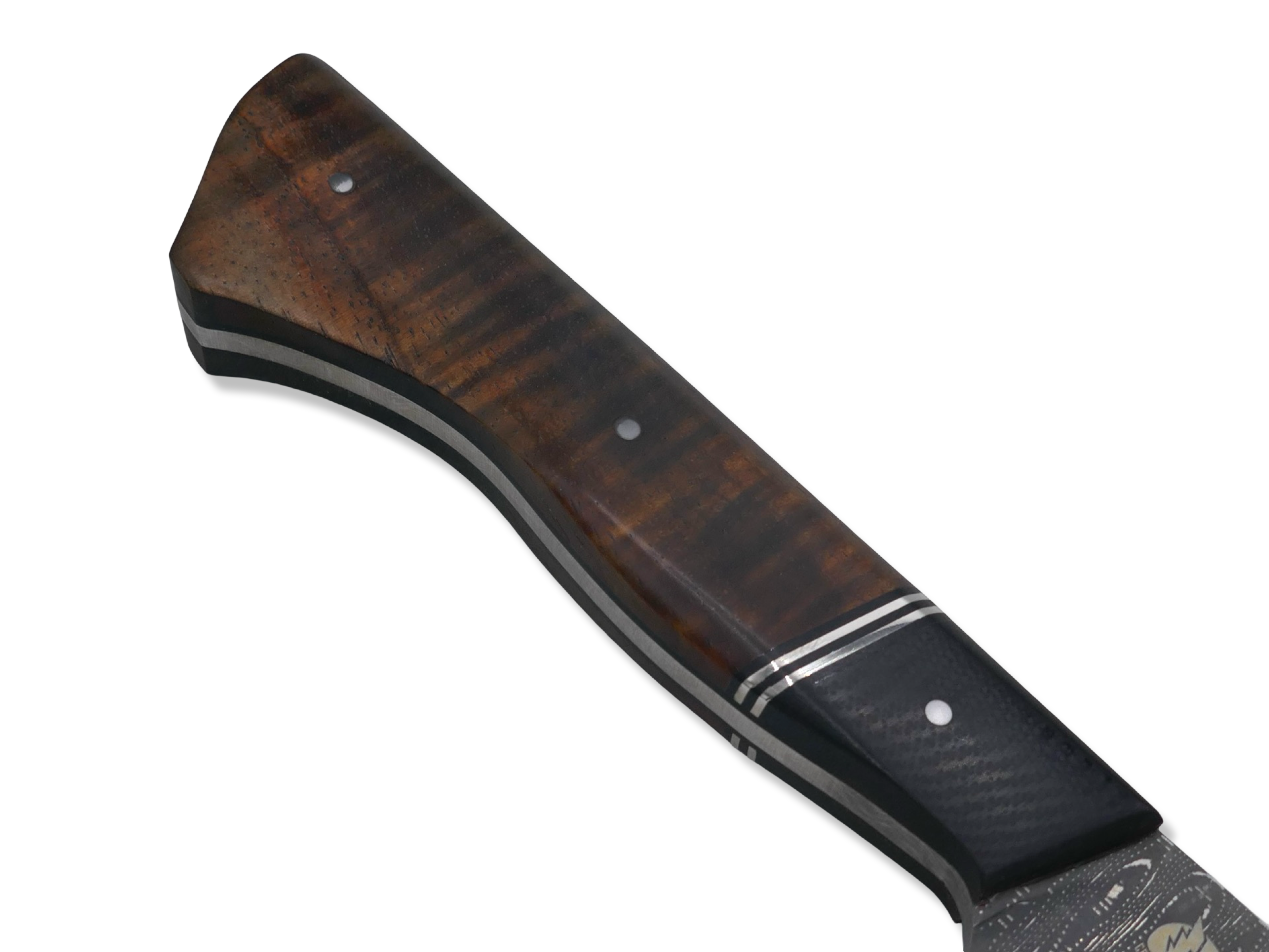 Custom Chef - Vegas Forge Stainless Damascus / Dot Matrix Pattern / Black G-10 / Nickel Split / Hawaiian Koa
