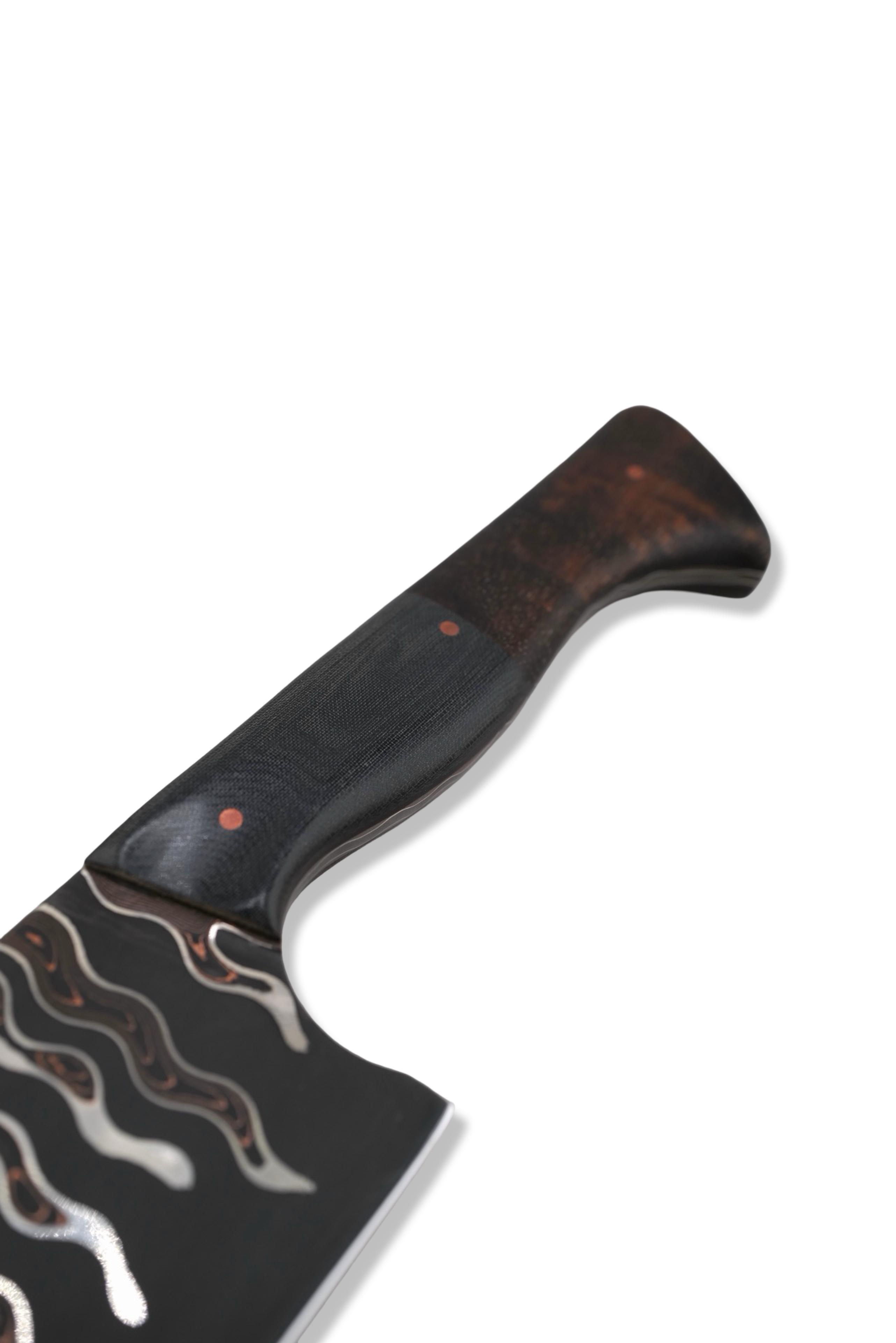Custom Chef - Baker Forge Coppermai Damascus / Black Micarta + Hawaiian Koa Handle