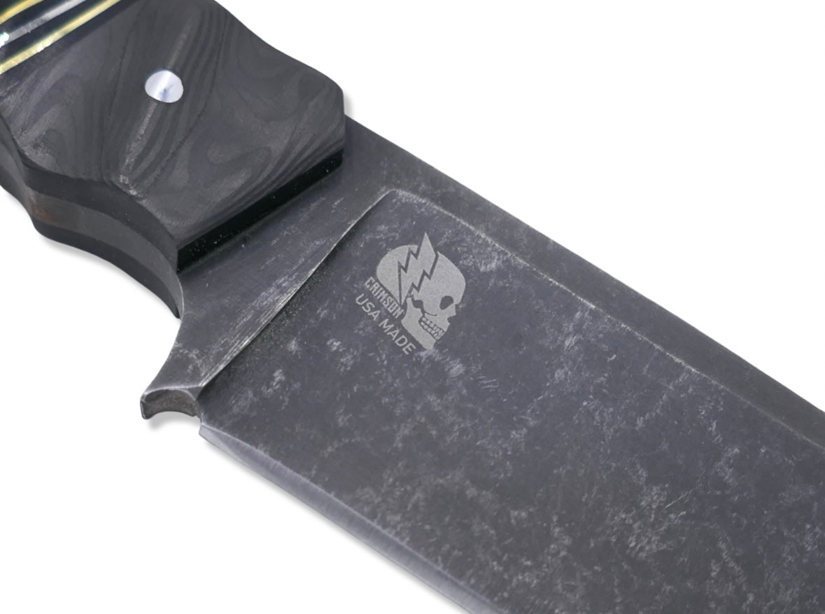 Slayer Mini Hollow Grind Custom - Dark Stonewash / Camo Carbon + Nickel and Brass Split / Black G-10 Handle