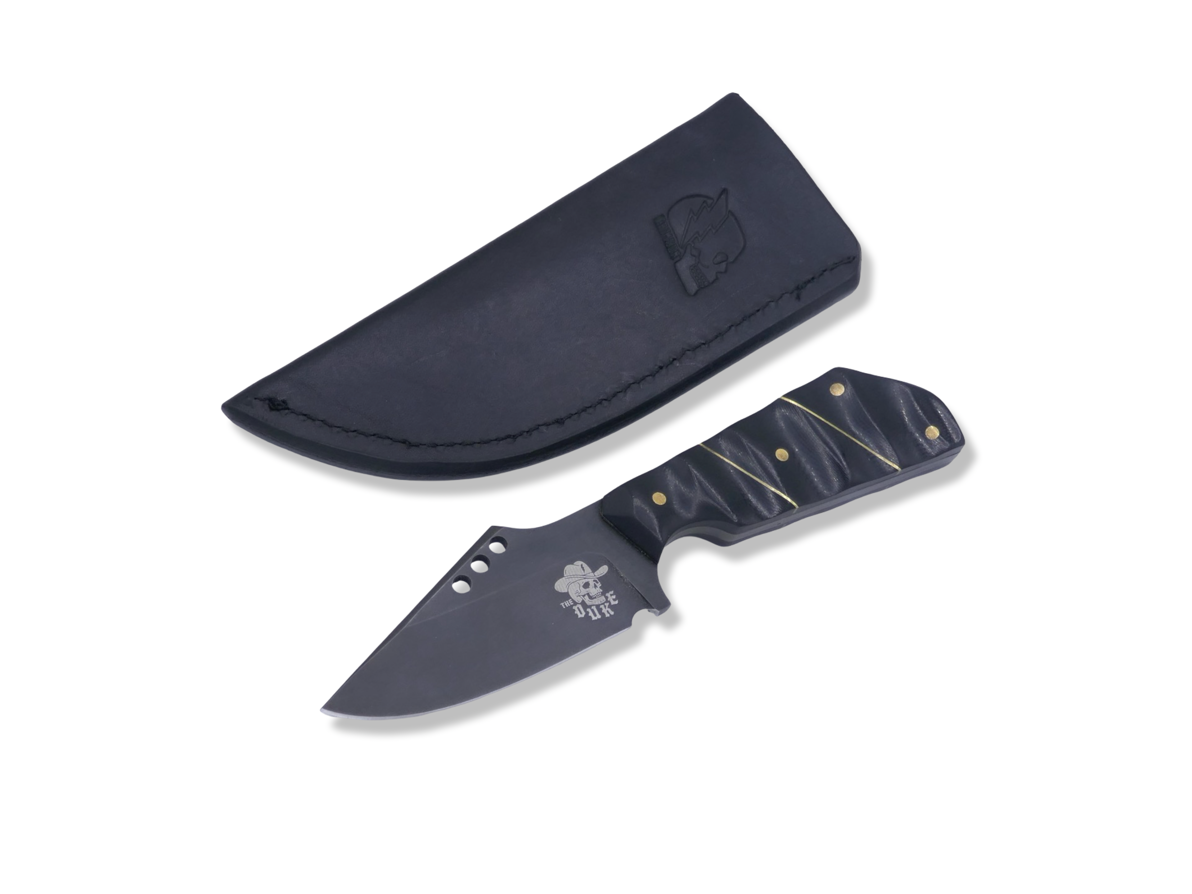 The Duke Custom 1 of 1 - Tungsten Finish / Black G-10 / Brass Splits / Black G-10 Liner - SHEATH INCLUDED