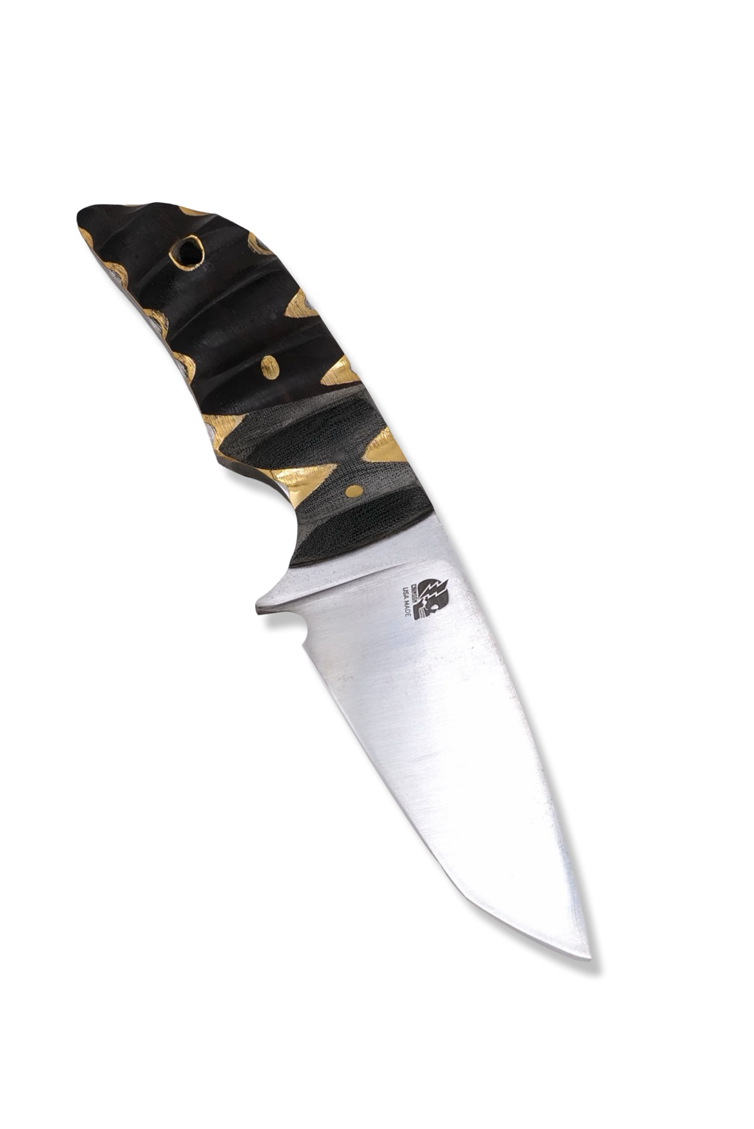 Daytona Tanto Custom - Satin Finish / Deep Textured Brass + Iron Wood Handle