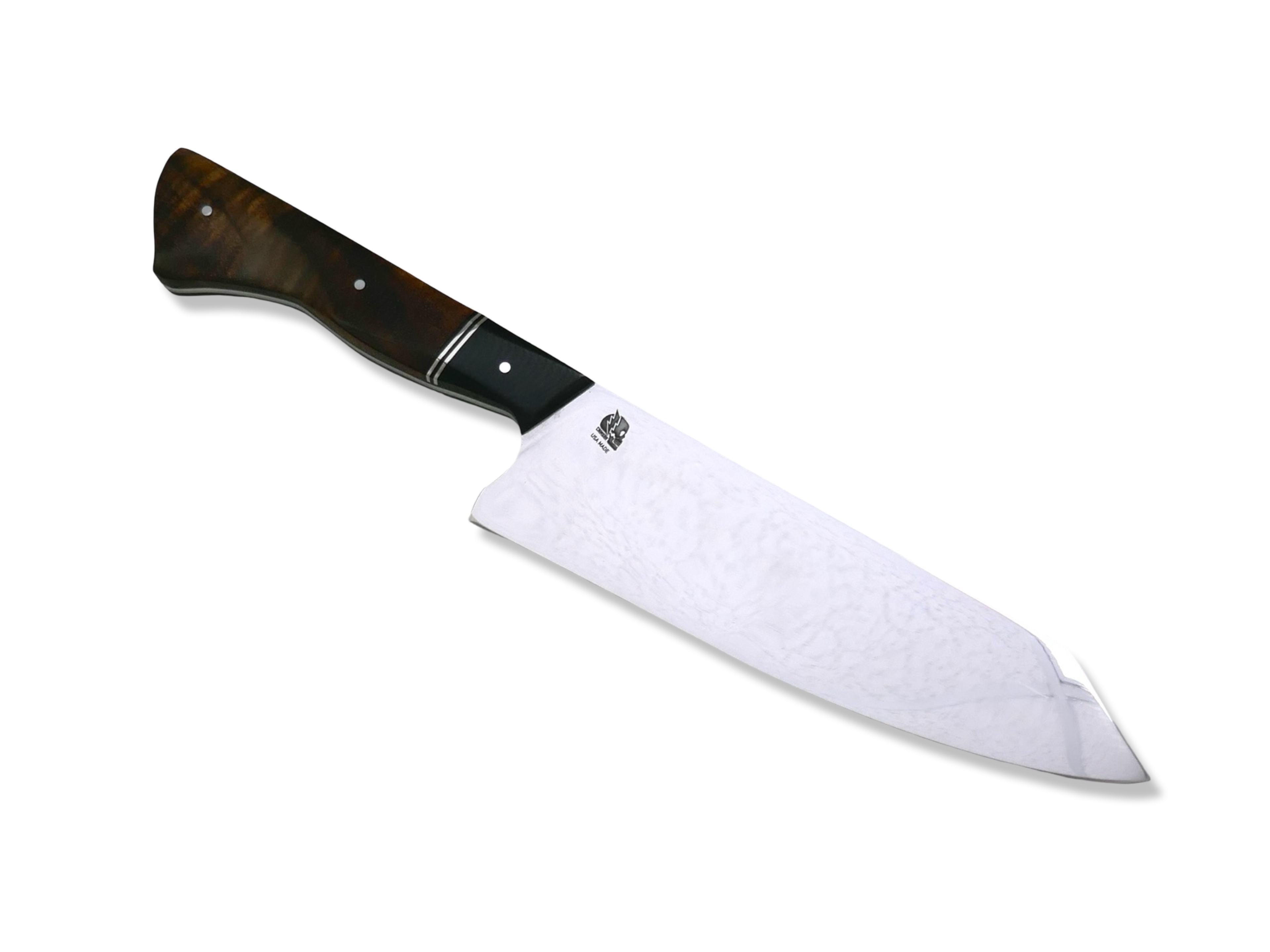 Custom Chef - Mirror Polish / Black G-10 / Hawaiian Koa / Nickel Splits