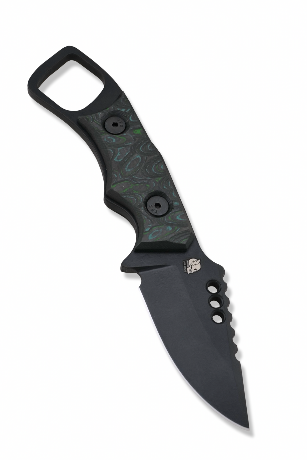 RPM Iron Wolf - Black Cerakote / Rock Texture Camo Carbon Handle / Leather Sheath Included