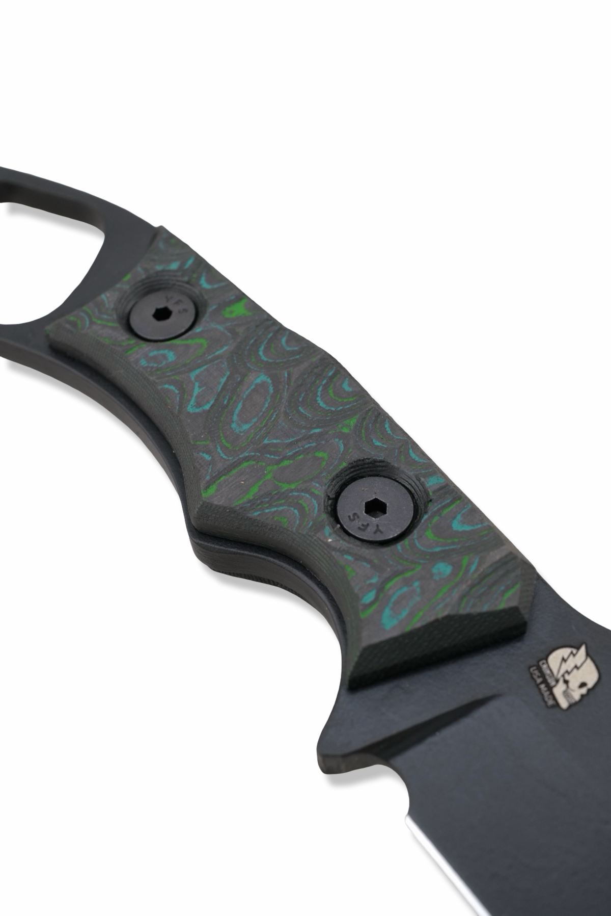 RPM Iron Wolf - Black Cerakote / Rock Texture Camo Carbon Handle / Leather Sheath Included