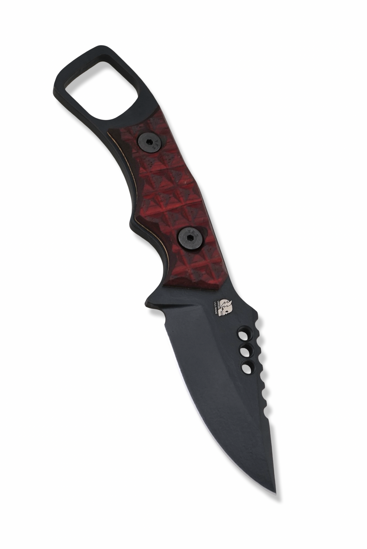 RPM Iron Wolf - Black Cerakote / Frag Pattern Padauk Handle / Brass Liners / Leather Sheath Included