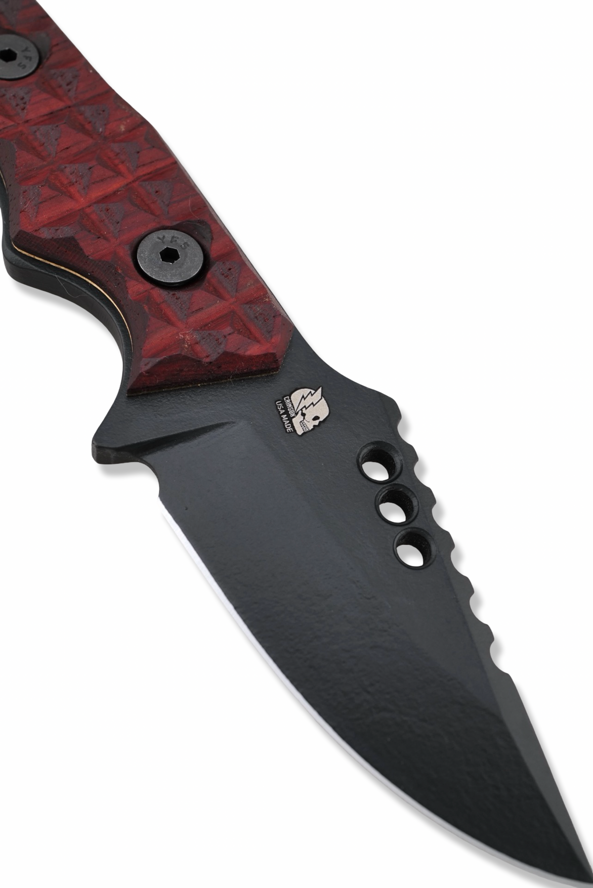 RPM Iron Wolf - Black Cerakote / Frag Pattern Padauk Handle / Brass Liners / Leather Sheath Included