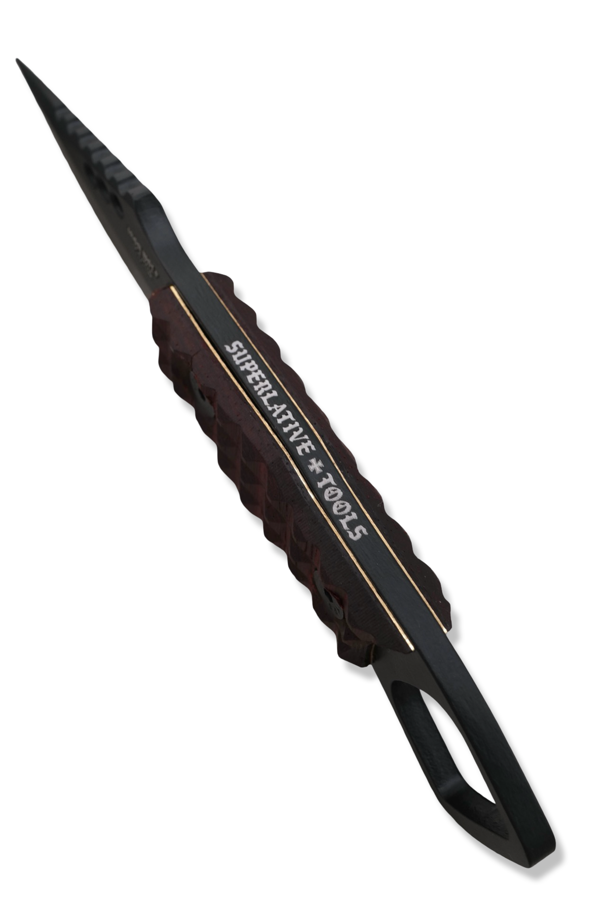 RPM Iron Wolf - Black Cerakote / Frag Pattern Padauk Handle / Brass Liners / Leather Sheath Included